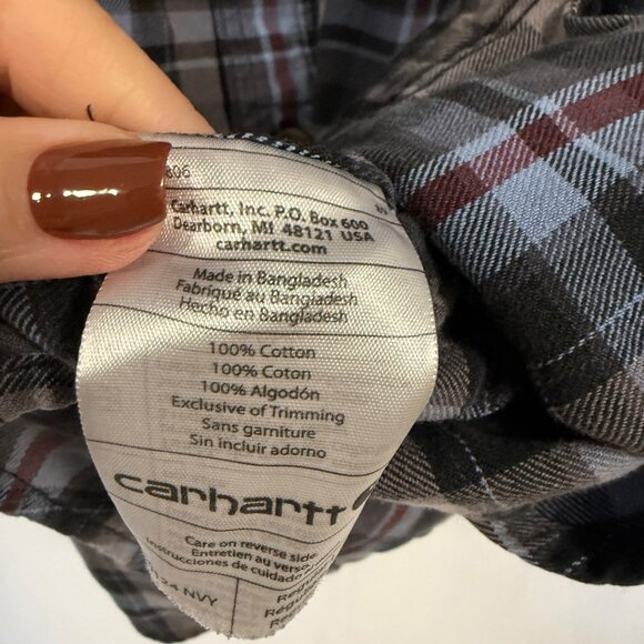 Carhartt Trumbull Long Sleeve Plaid Flannel Button Down Shirt Men's Size L - Picture 3 of 7